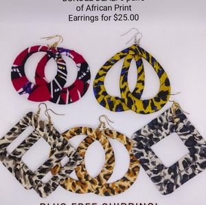 5 pairs of African Print Earrings Bundle